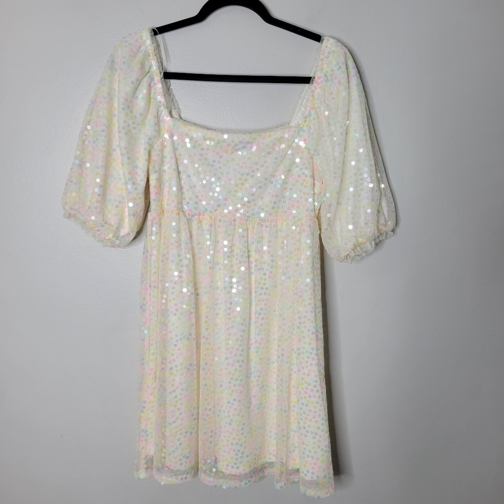 Shasta Flower Sequined Babydoll Dress